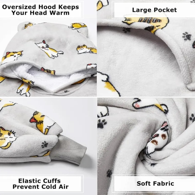 Double-Layer Hooded Lazy Blanket