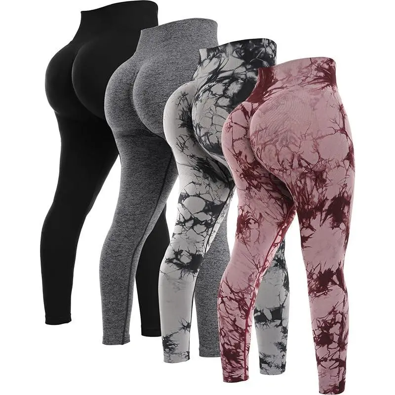 4Piece Butt Lifting Workout Leggings for Women, Seamless Gym Scrunch Booty Lifting Sets
