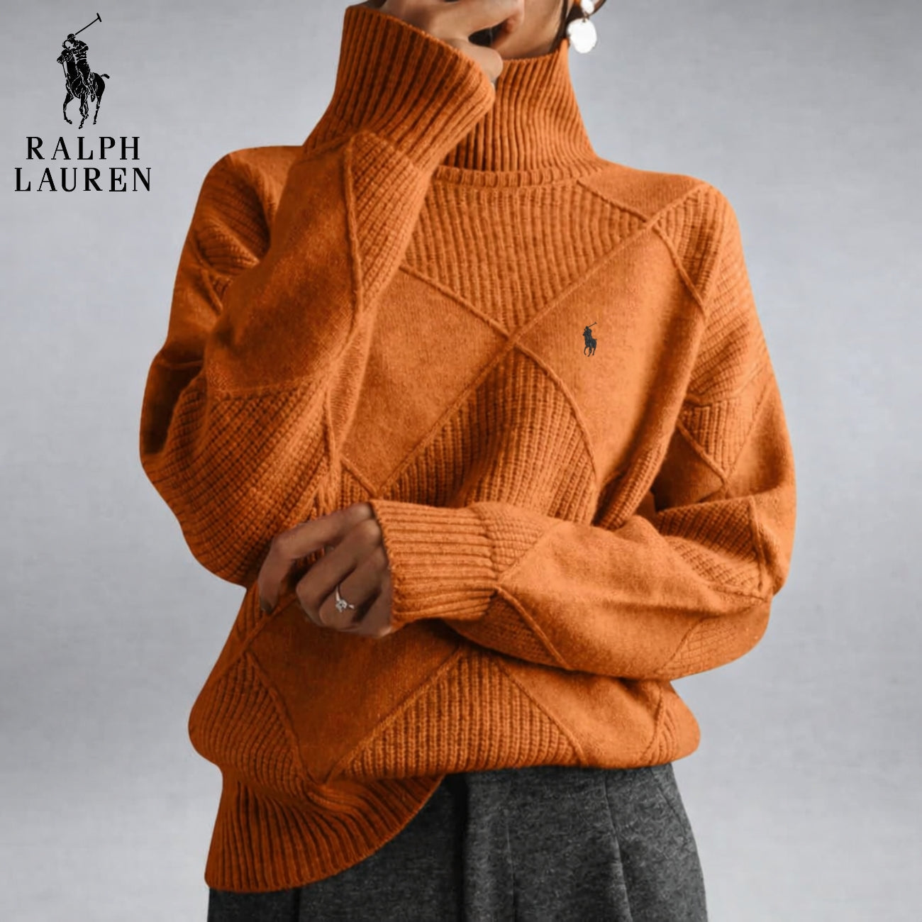 Textured High-Neck Knit Sweater | Clearance Sale