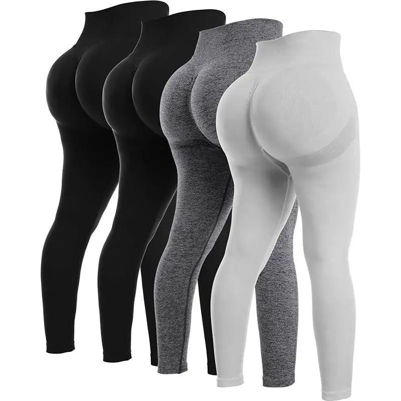 4Piece Butt Lifting Workout Leggings for Women, Seamless Gym Scrunch Booty Lifting Sets