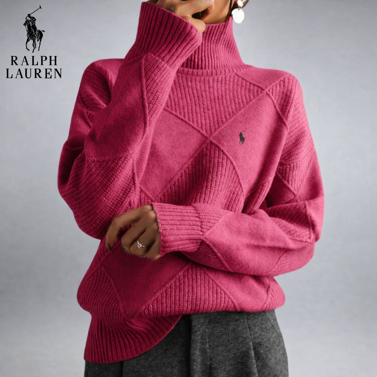 Textured High-Neck Knit Sweater | Clearance Sale