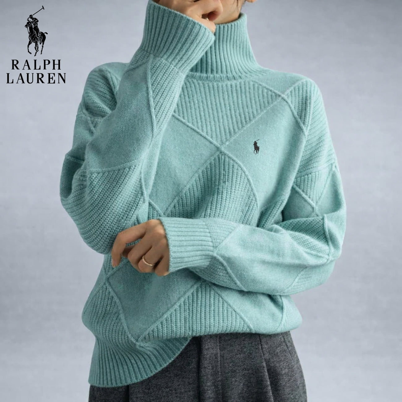 Textured High-Neck Knit Sweater | Clearance Sale