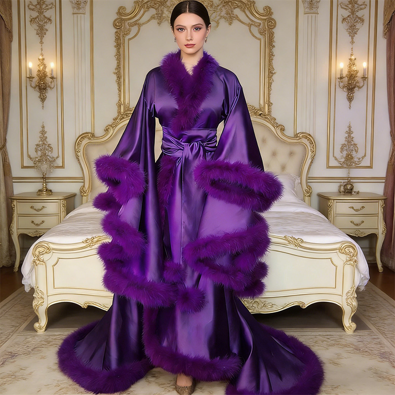 Luminous Purple Fur Robe