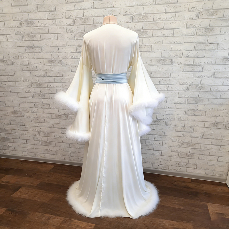 Luxurious satin fur robe