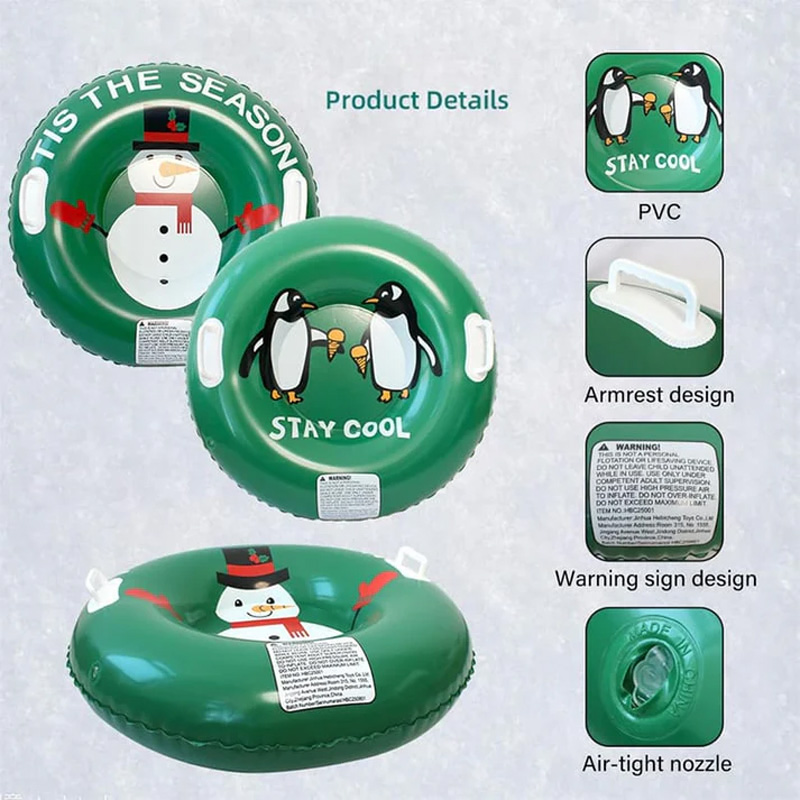 Inflatable thickened snow tube