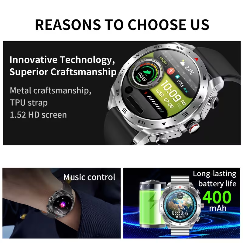 This 2-in-1 smart watch is perfectly compatible with both iPhones and Android phones.