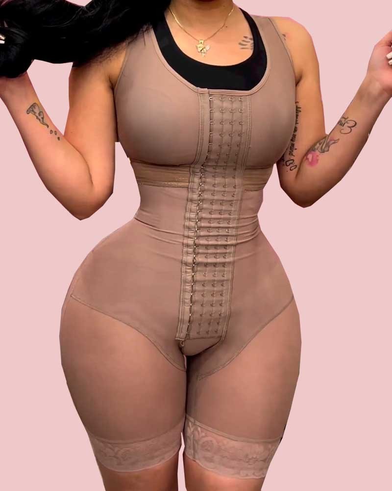 Full Body Shapewear For Women Tummy Control Hook And Eye Closure Adjustable Breast Support Bodyshaper