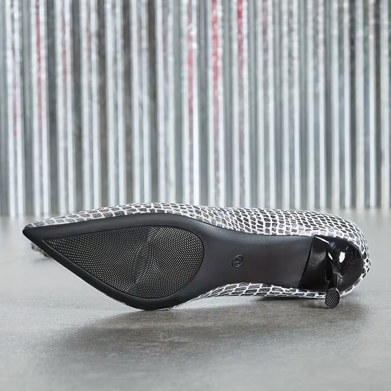 Silver snakeskin stiletto heeled elastic boots