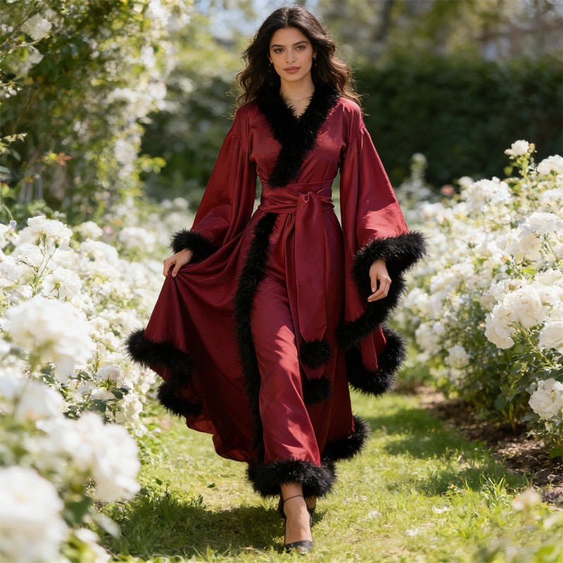 Satin Long Robe-Style Dress