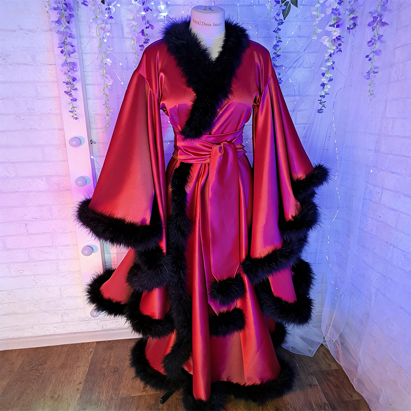 Luxurious satin fur robe