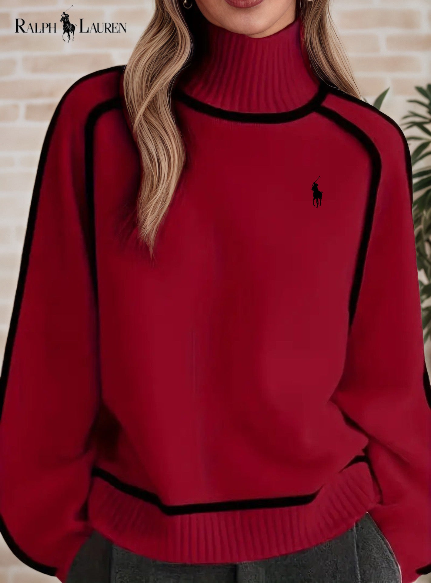 Elegant Contrasting Knit Turtleneck Sweater || Clearance Sale