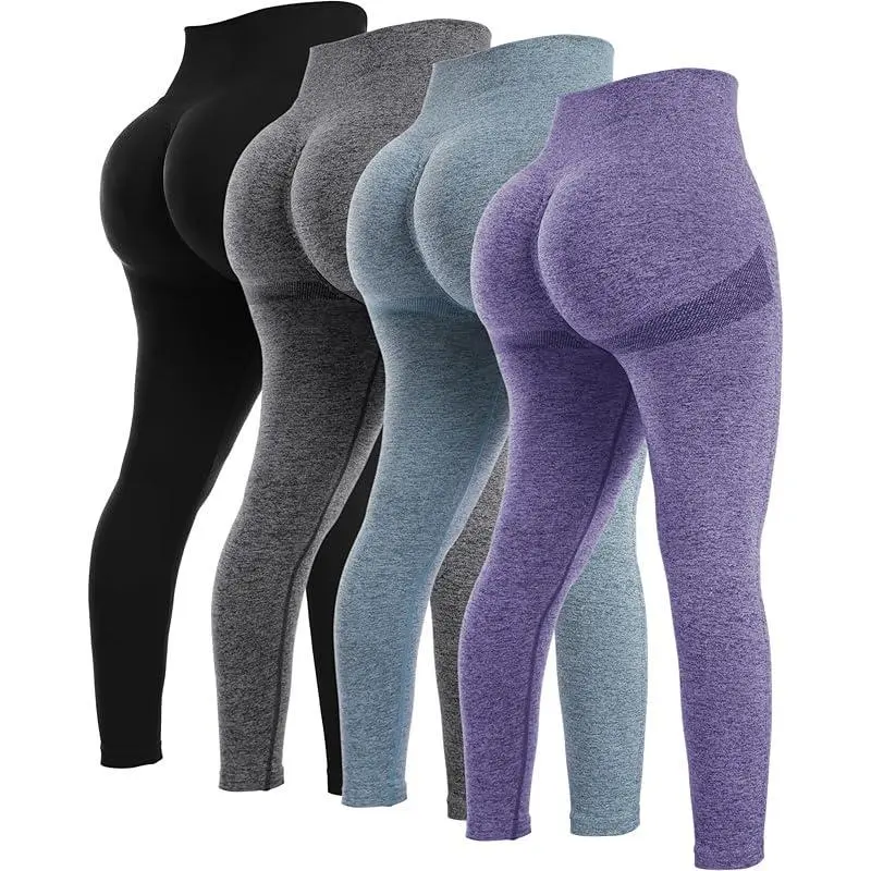 4Piece Butt Lifting Workout Leggings for Women, Seamless Gym Scrunch Booty Lifting Sets