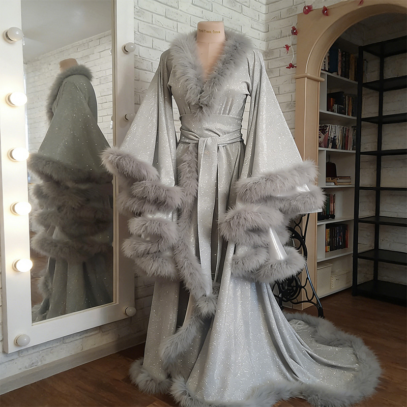 Luxurious satin fur robe