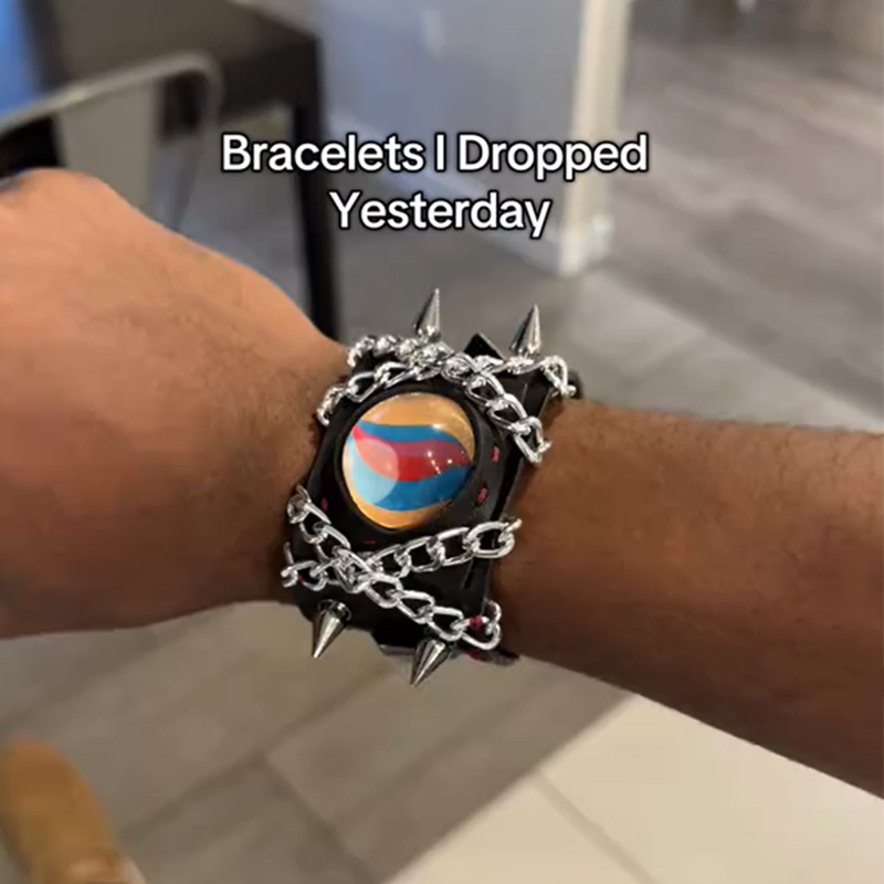 Psychedelic Punk Bracelet with Studded Rivets