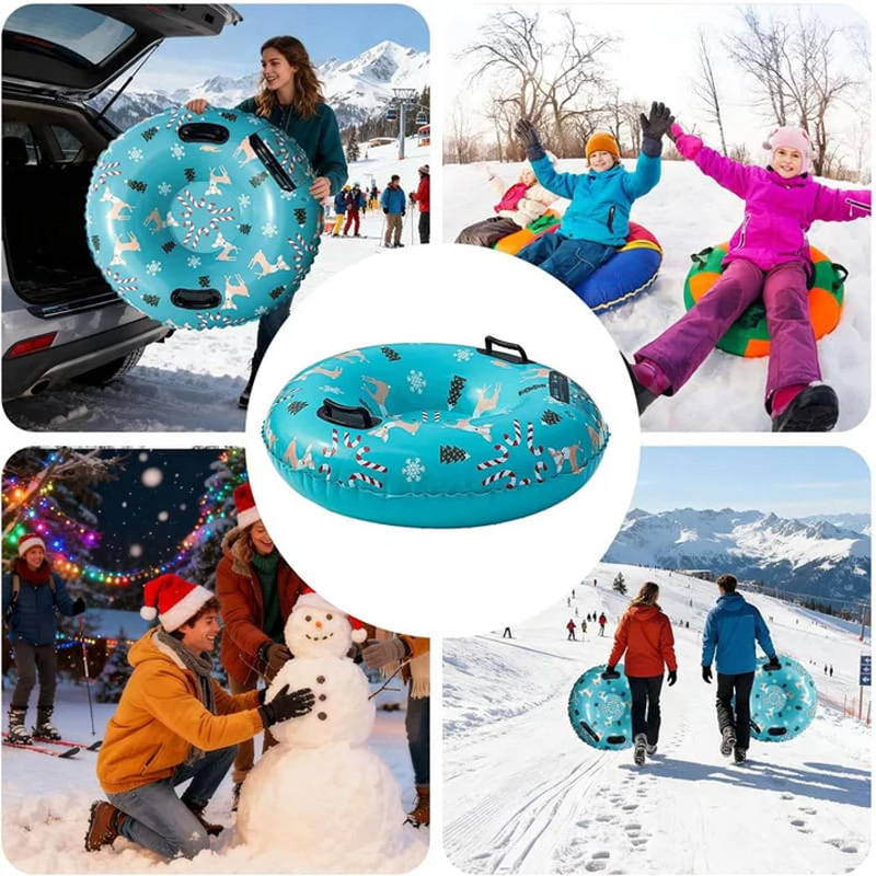 Inflatable thickened snow tube