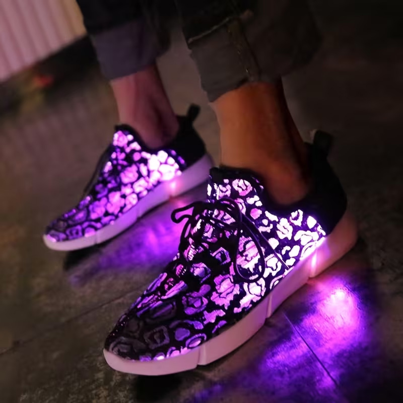 Unique fiber optic luminous casual shoes