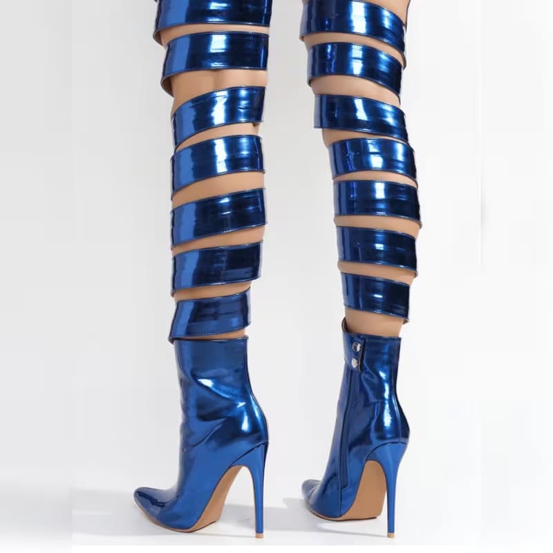 Lambskin shoes pointed-toe high-heeled boots