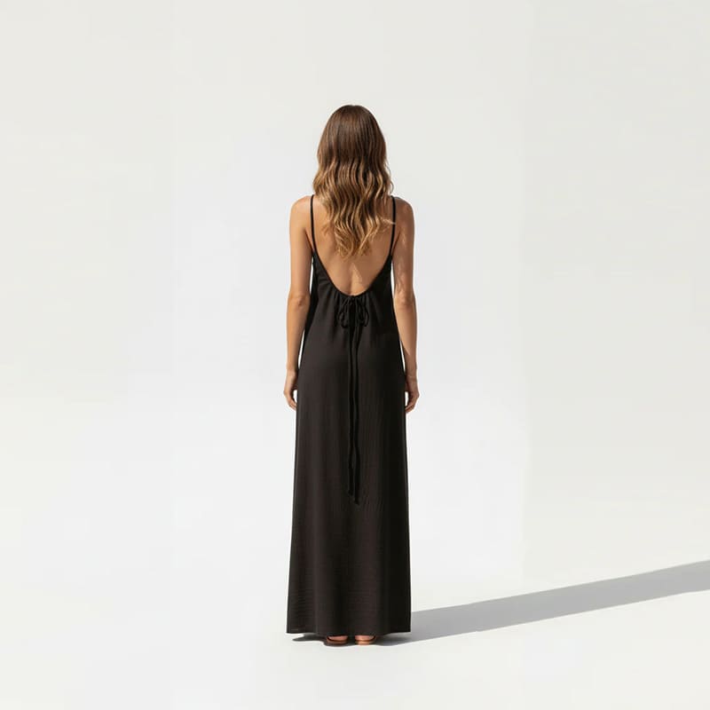 V-neck backless slip dress