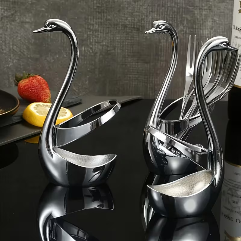 High-quality swan-shaped cutlery rack