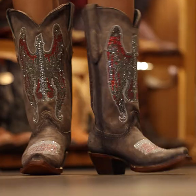 Rhinestone Embroidered Cowboy Boots