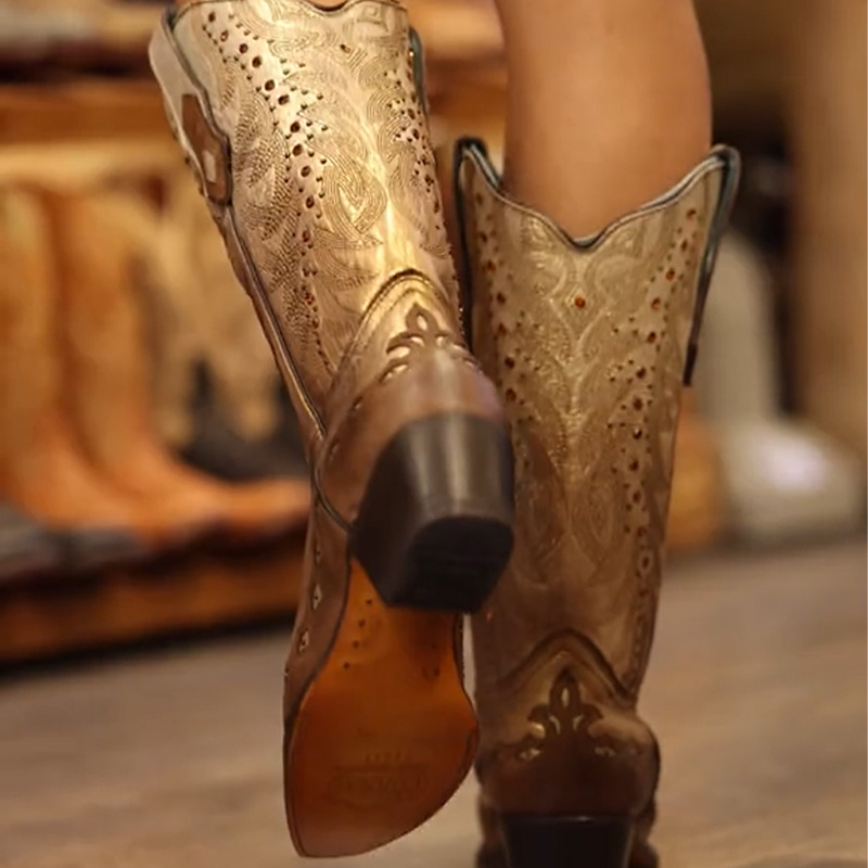 Glossy Carved Cowboy Boots