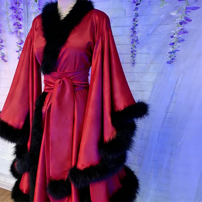 Satin Long Robe-Style Dress