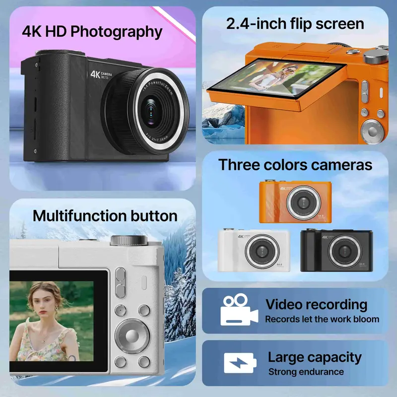 Y2K-style foldable screen portable Vlog 4K digital camera
