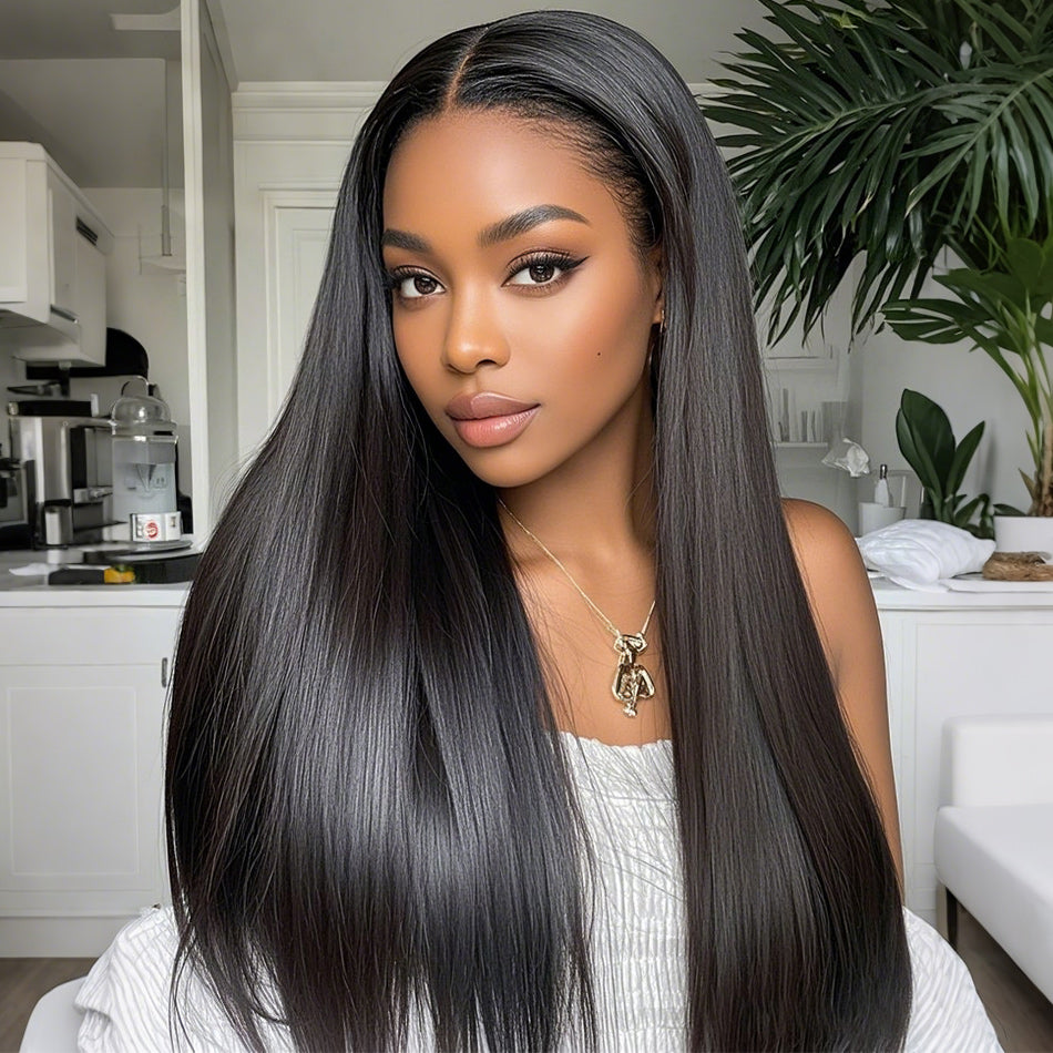 Pre-bleached Knots Glueless Silky Straight Hair 13x4 13x6 Full Frontal Lace Wigs | Real HD Wig