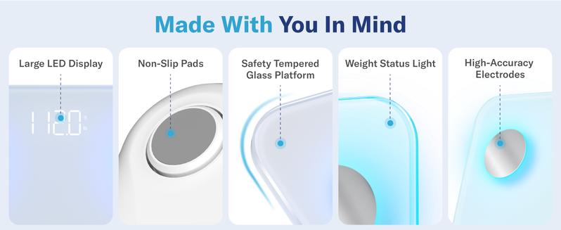 Alcedo Smart Scale for Body Weight, 7-Color Glowing Bluetooth Digital Bathroom Scale for BMI and Body Fat, Body Composition Monitor with Smartphone App Alcedo Smart Scale for Body Weight, 7-Color Glowing Bluetooth Digital Bathroom Scale for BMI and Body Fat, Body Composition Monitor with Smartphone App