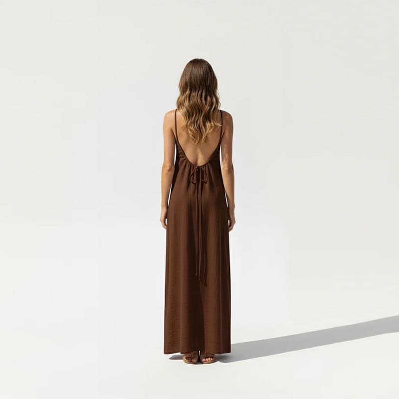 V-neck backless slip dress
