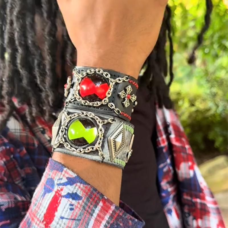 Heavy-duty spliced ​​wide leather bracelet