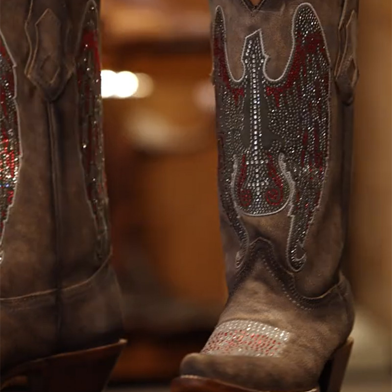 Rhinestone Embroidered Cowboy Boots