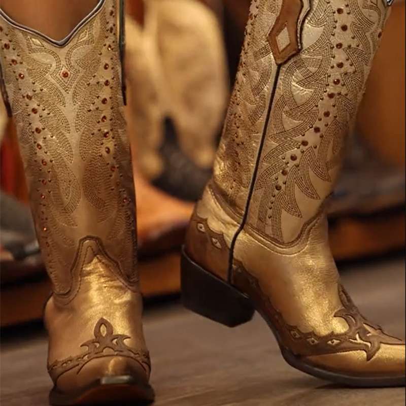 Glossy Carved Cowboy Boots