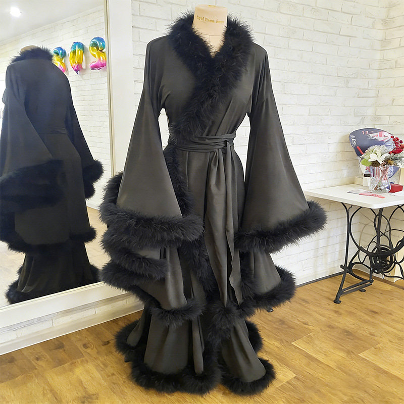 Luxurious satin fur robe
