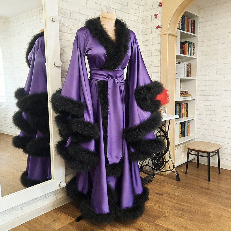 Luxurious satin fur robe