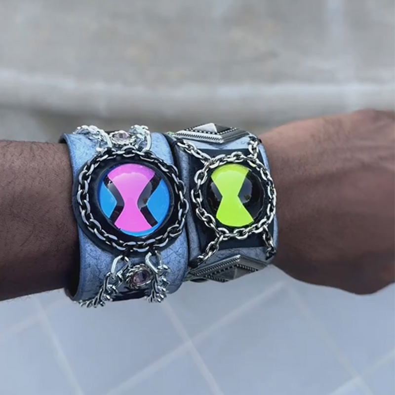 Psychedelic Punk Bracelet with Studded Rivets