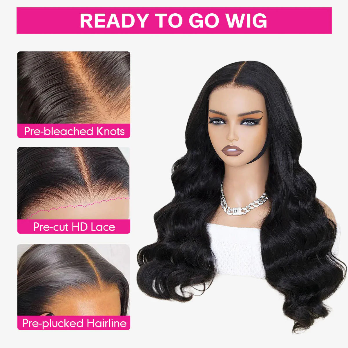 Glueless Body Wave 13x4 13x6 HD Lace Wig Pre Cut 6x5 HD Lace Wear & Go Wig Easy Install