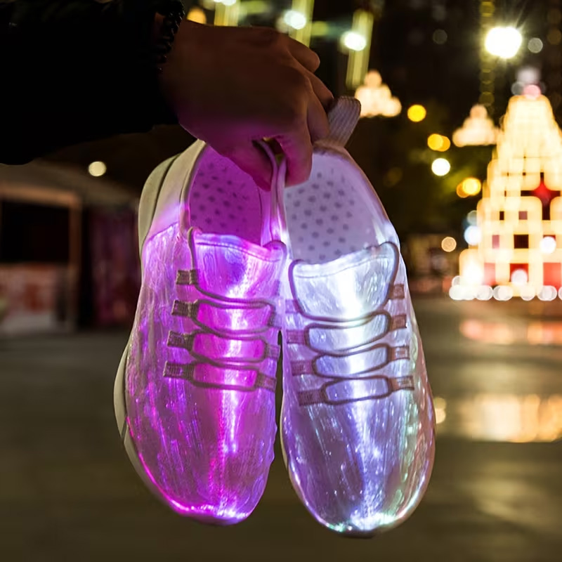 Unique fiber optic luminous casual shoes