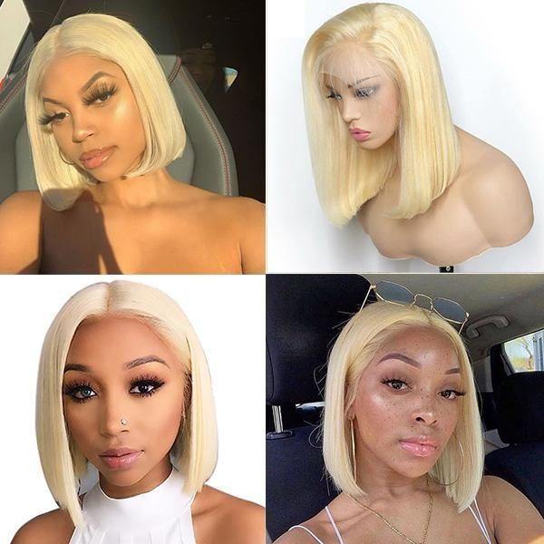 613 Blonde Straight Hair 13x4 13x6 Lace Bob Wig 150% Density