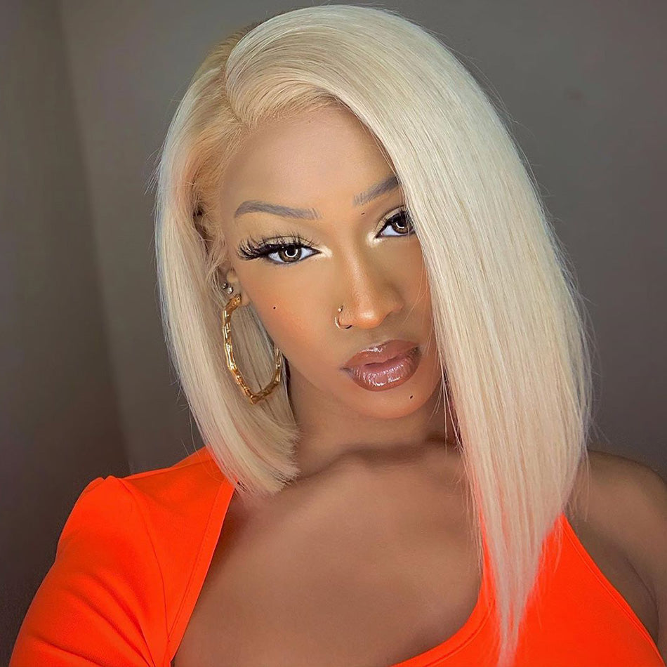 613 Blonde Straight Hair 13x4 13x6 Lace Bob Wig 150% Density