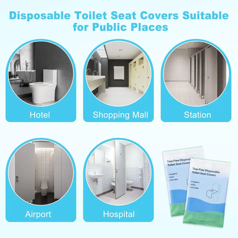10 packs of tear-resistant disposable toilet seat covers (individually packaged)