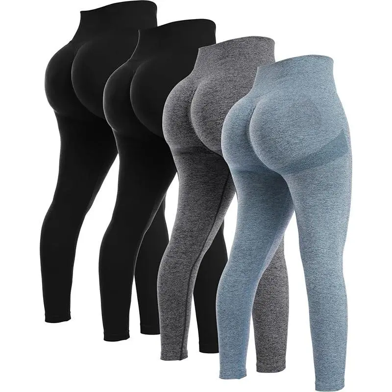 4Piece Butt Lifting Workout Leggings for Women, Seamless Gym Scrunch Booty Lifting Sets