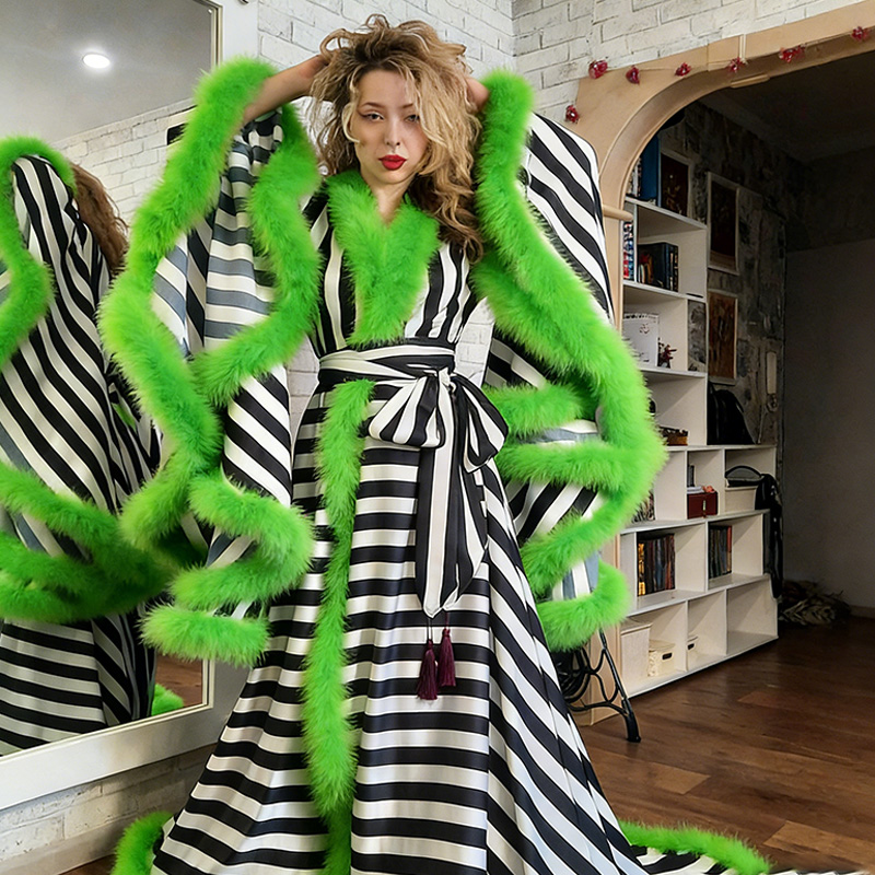 Luxurious satin fur robe