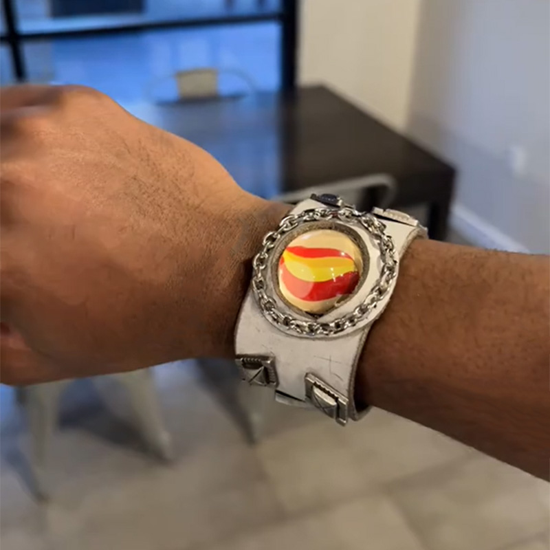 Psychedelic Punk Bracelet with Studded Rivets