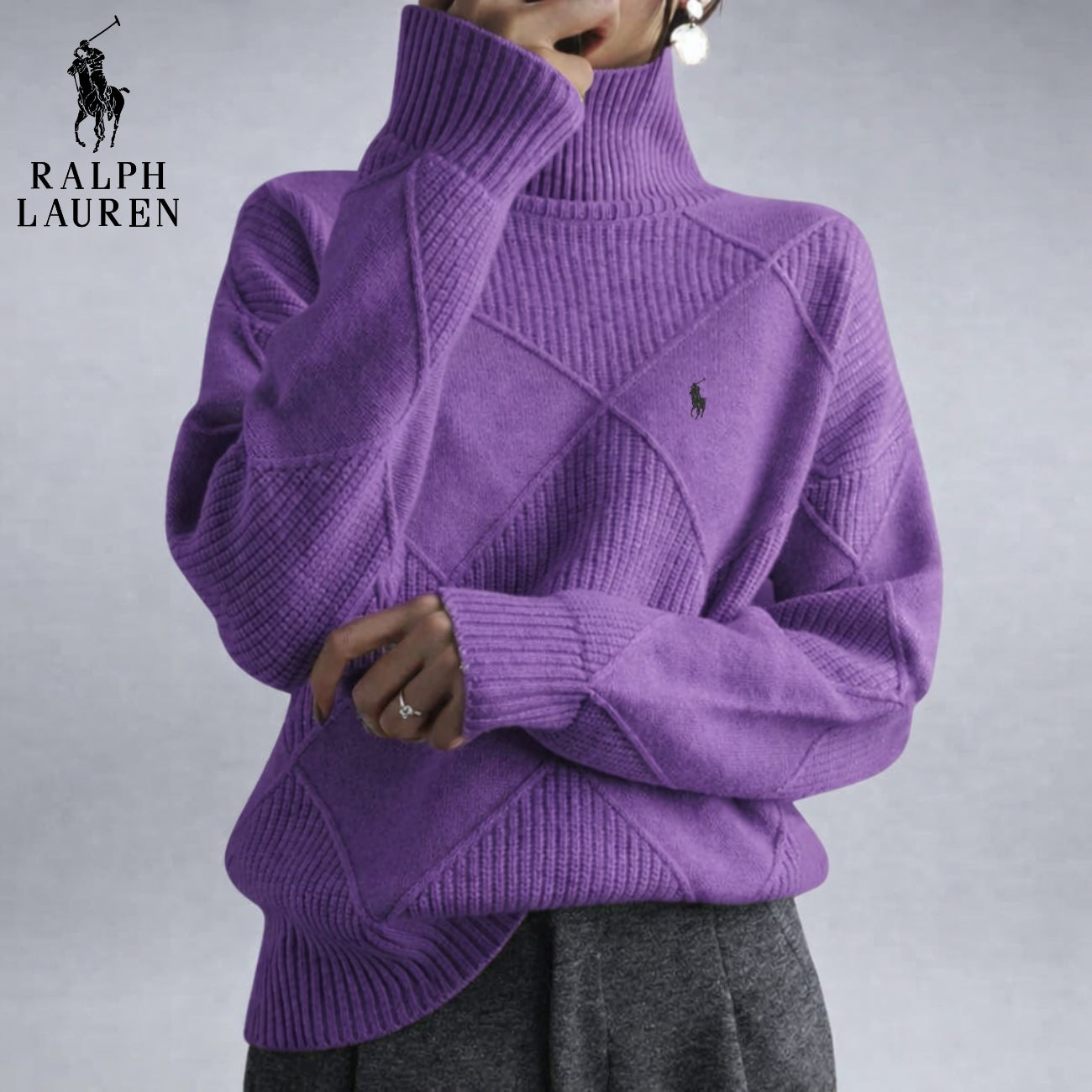 Textured High-Neck Knit Sweater | Clearance Sale