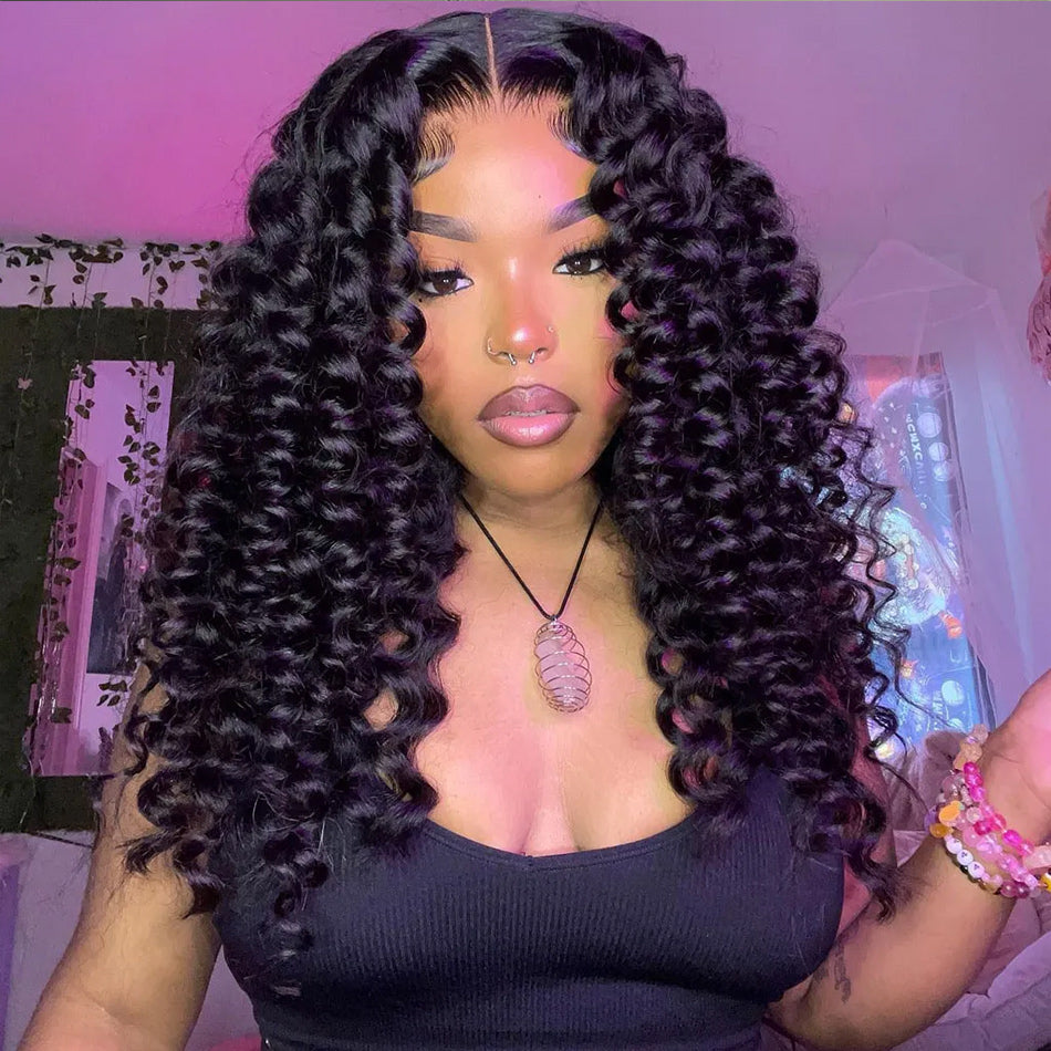 Bouncy Fluffy Deep Wave 6×5 Pre-cut Lace Pull & Go Glueless Wig Pre Bleached & Plucked