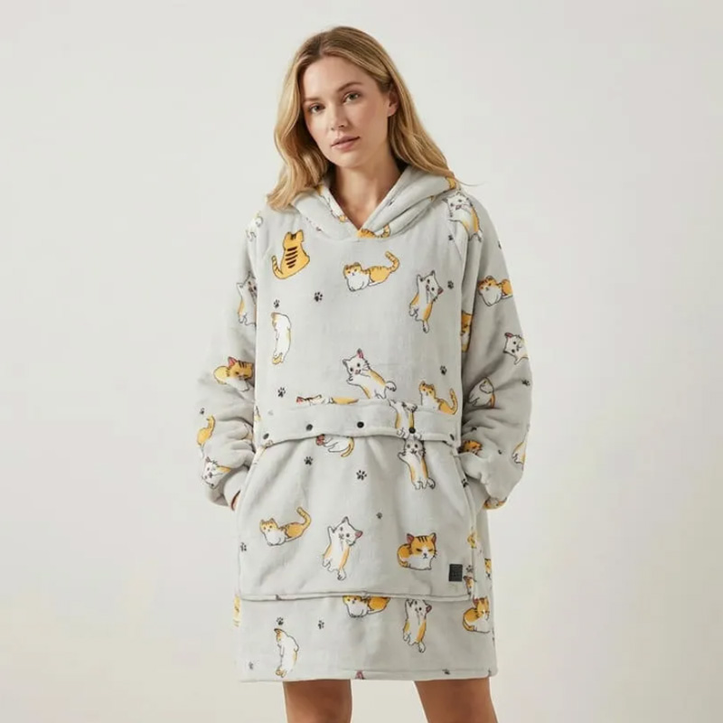 Double-Layer Hooded Lazy Blanket