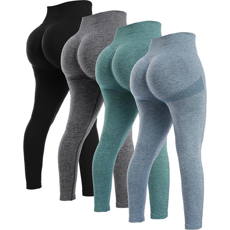 4Piece Butt Lifting Workout Leggings for Women, Seamless Gym Scrunch Booty Lifting Sets