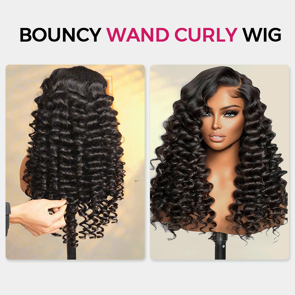 Bouncy Wand Curls With Voluminous 6x5 Pre-cut Lace Glueless Wear Go Wig Pre-bleached Knots