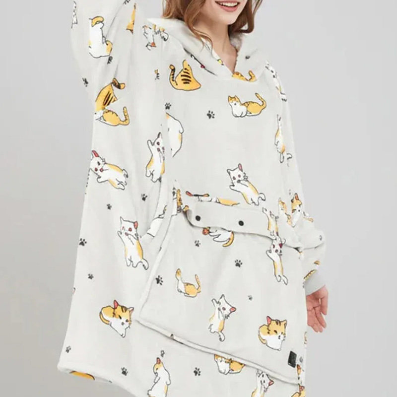 Double-Layer Hooded Lazy Blanket